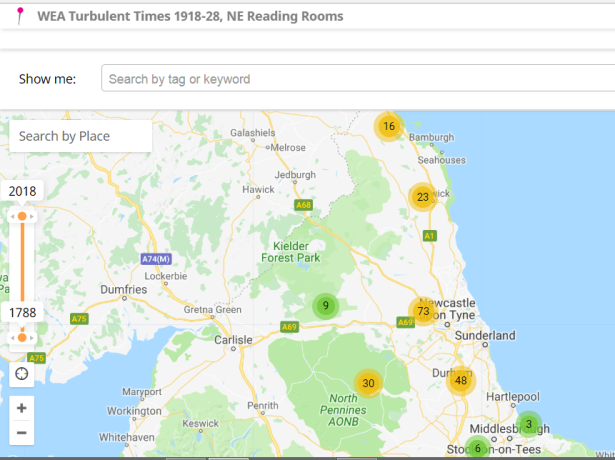 Historypin Turbulent Times Reading Rooms map